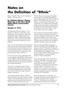 Notes on the Definition of &ldquo;Ethnic&rdquo;