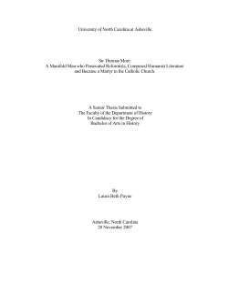 University of North Carolina at Asheville Sir Thomas More: A