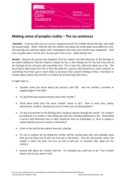 Making sense of peoples reality &ndash; The six sentences