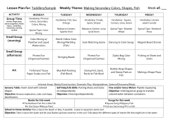 Lesson Plan for: Toddlers/Sample Weekly Theme: Making