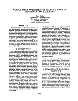 CORPUS-BASED ACQUISITION OF RELATIVE PRONOUN