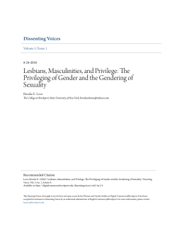 Lesbians, Masculinities, and Privilege: The Privileging of Gender