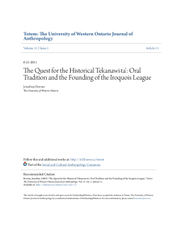 Oral Tradition and the Founding of the Iroquois League