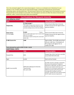 Cost Breakdown for Macquarie University