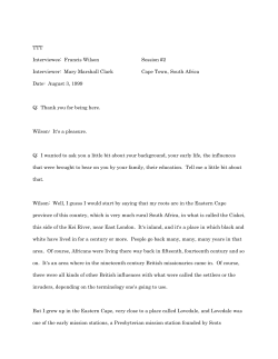 Francis Wilson Session #2 Interviewer