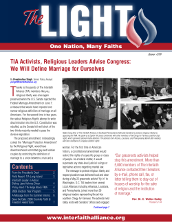 Contents TIA Activists, Religious Leaders Advise Congress: We Will