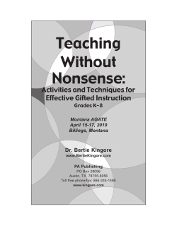 Dr. Kingore`s Handout