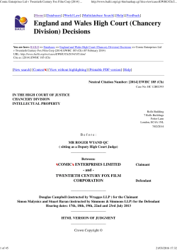 Comic Enterprises Ltd v Twentieth Century Fox Film Corp [2014
