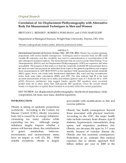 Correlation of Air Displacement Plethysmography with Alternative