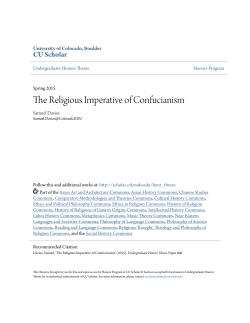 The Religious Imperative of Confucianism - CU Scholar