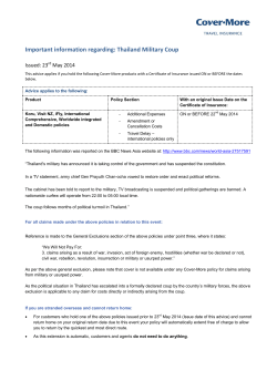 Important information regarding: Thailand Military Coup