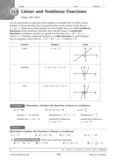 Linear and Nonlinear Functions