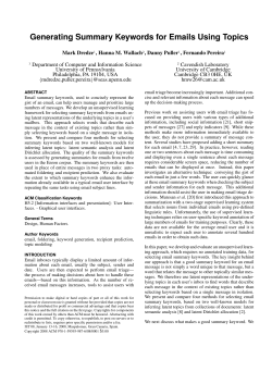 Generating Summary Keywords for Emails Using