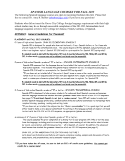 spanish language courses for fall 2015