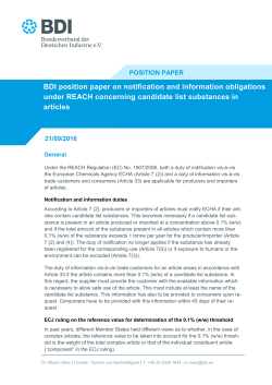 BDI position paper on notification and information obligations under