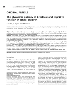 The glycaemic potency of breakfast and cognitive function
