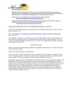 Thou Shalt Not Vote: Anti-Suffrage in Nebraska, 1914-1920
