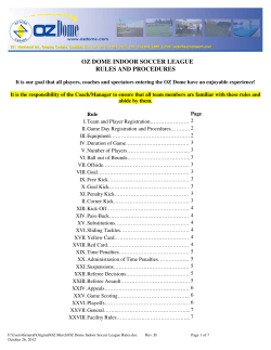OZ Dome Indoor Soccer League Rules