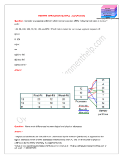 MEMORY MANAGEMENT(SAMPLE ASSIGNMENT)