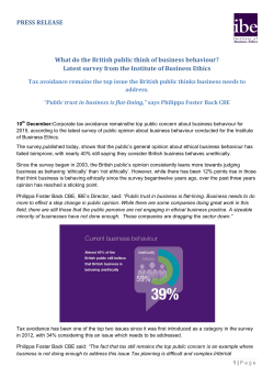 PRESS RELEASE What do the British public think of business
