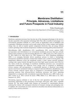 Membrane Distillation: Principle, Advances, Limitations and Future