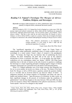 Reading V.S. Naipaul`s Travelogue The Masque of Africa: Tradition