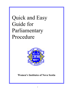 Quick and Easy Guide for Parliamentary Procedure