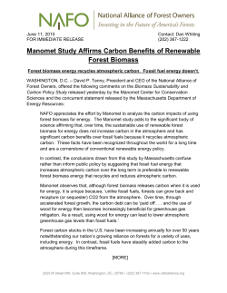 Manomet Study Affirms Carbon Benefits of Renewable Forest Biomass