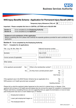 Application for Permanent Injury Benefit (AW13)