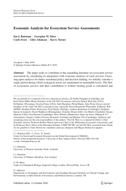 Economic Analysis for Ecosystem Service Assessments