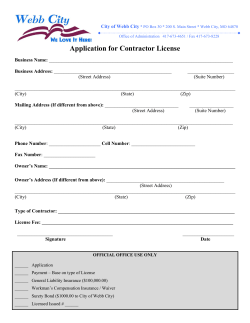 Business License for Contractors Application