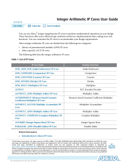 Integer Arithmetic IP Cores User Guide