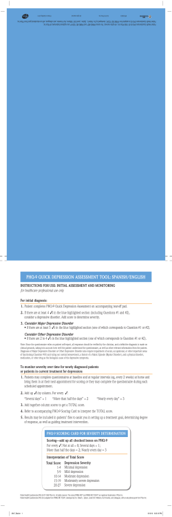 phq-9 quick depression assessment tool: spanish/english