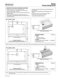 Kitchen/Single Bowl - Reliance