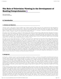 The Role of Television Viewing in the Development of Reading