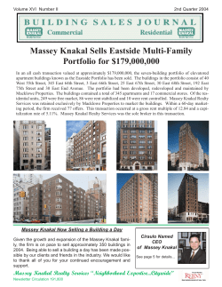 Massey Knakal Sells Eastside Multi-Family Portfolio for $179,000,000