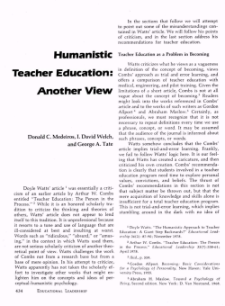 Humanistic Teacher Education: Another View