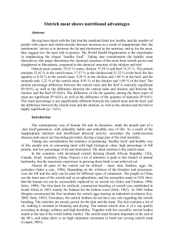 Nutritional importance of ostrich meat compared with chicken and beef
