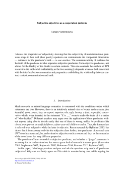 Subjective adjectives as a cooperation problem Tamara