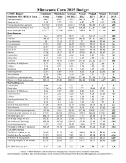 Minnesota Corn 2015 Budget - University of Minnesota Extension