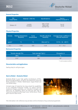 Best in Nickel &ndash; Deutsche Nickel Physical Properties Mechanical