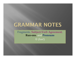 Fragments, Subject-Verb Agreement, Run