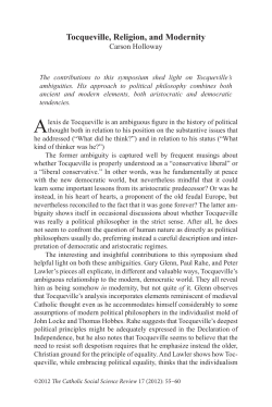 Tocqueville, Religion, and Modernity