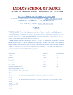 TUITION - Lydia`s School of Dance