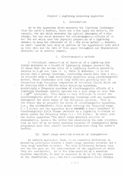 Chapter I Lightning Measuring Apparatus 1. Introduction As to the