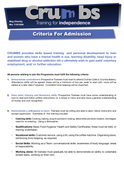 Criteria For Admission