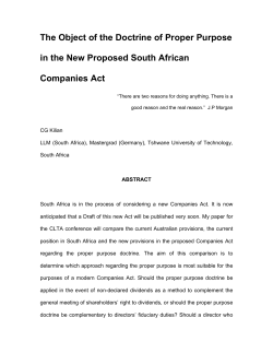 The Object of the Doctrine of Proper Purpose in the New Proposed