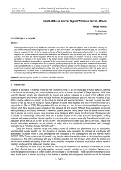 Social Status of Internal Migrant Women in Durres, Albania