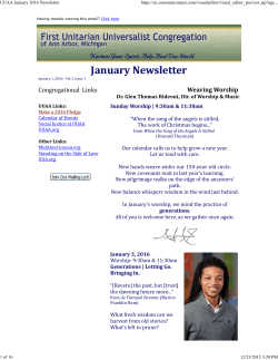 January, 2016 - First Unitarian Universalist Congregation of Ann Arbor