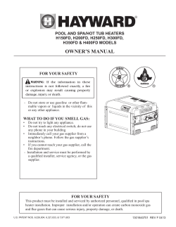 Owner`s Manual - Hayward Pools